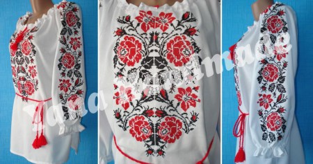 Вишиванка жіноча - Троянди з ліліями